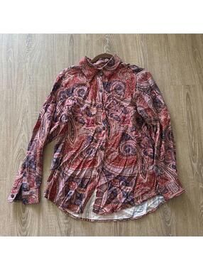 Vintage 90s Jenny George Paisley Button-Up Blouse